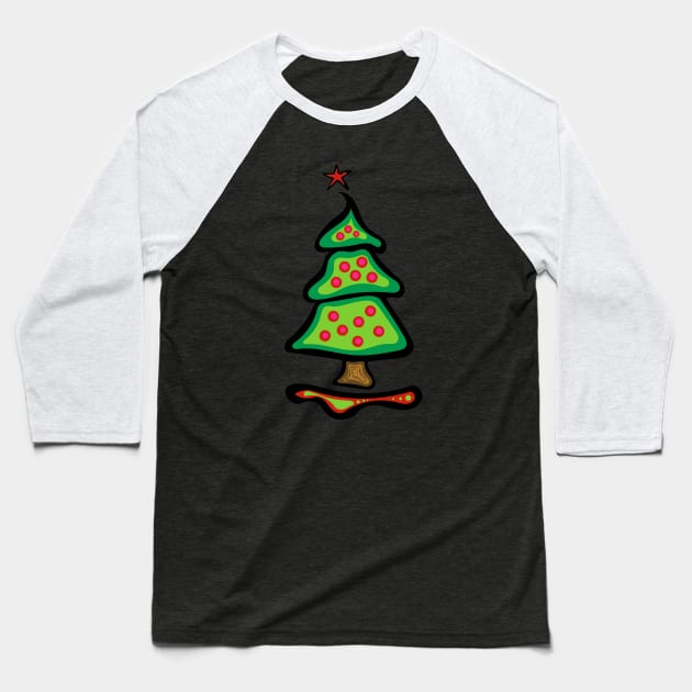 Merry Christmas Tree with Pink Ornaments Mino Makosekisikaw Holiday Indigenous Ojibwe WAWEZHI CANADA Baseball T-Shirt by WAWEZHI